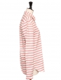Chemise manches longues en coton rayé écru et rouge rosé Taille 38