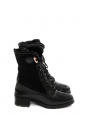 Black shearling-trimmed suede and leather Ranger boots Retail price €550 Size 39