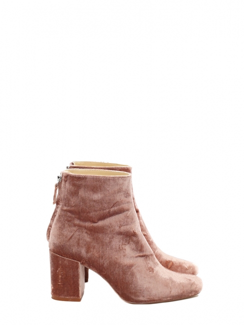 High heel pink velvet ankle boots Size 40