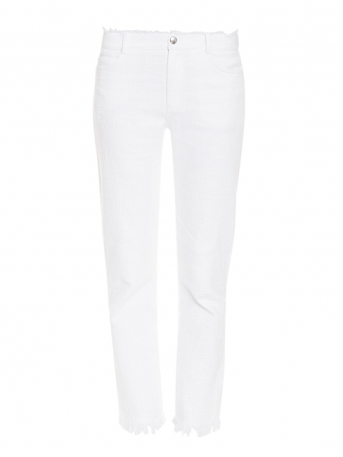 White tweed burlap cotton frayed pants NEW Retail price $435 Size M