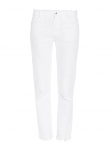 White burlap cotton frayed wide leg pants NEW Retail price $435 Size M