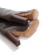 Bottes hautes à talon bois en cuir marron caramel Prix boutique 1000€ Taille 37,5