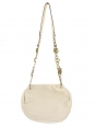 Evening bag in beige cotton with gold flowers