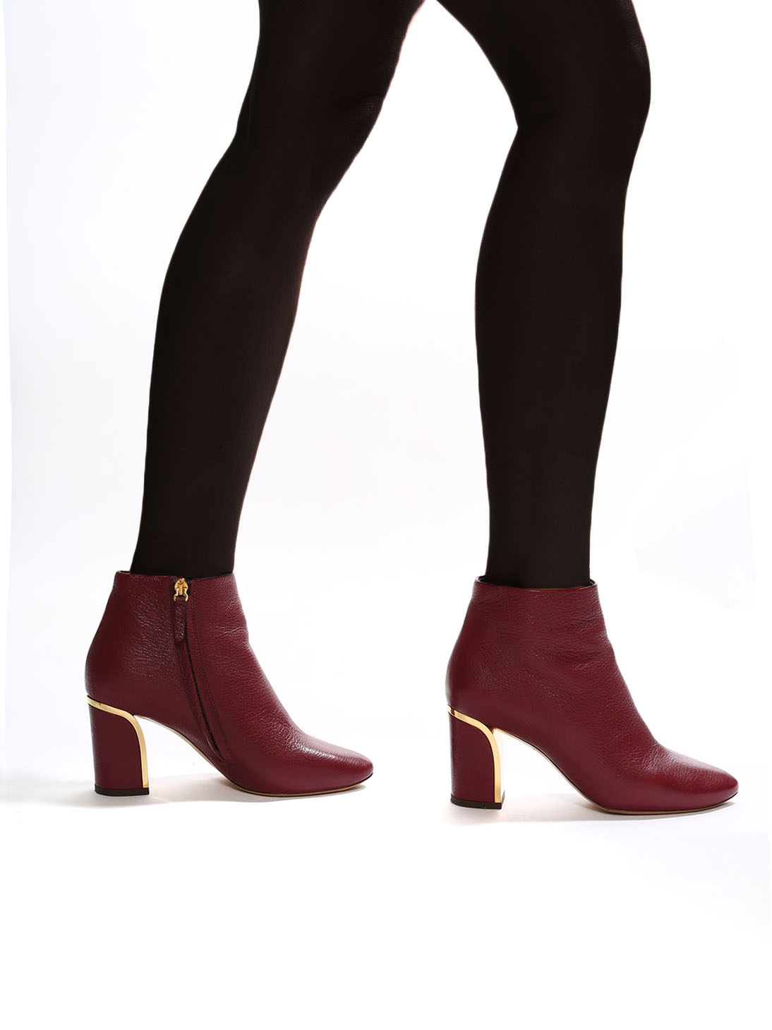 Louise Paris - BECKIE Crimson red leather gold-trimmed ankle boots NEW ...