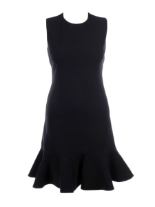 Black wool crepe sleeveless ruffled dress Retail price $625 Size 36