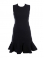 Black wool crepe sleeveless ruffled dress Retail price $625 Size 36