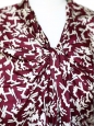 Burgundy red silk with ecru graphic print long sleeves dress Size 36