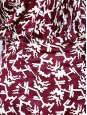 Burgundy red silk with ecru graphic print long sleeves dress Size 36