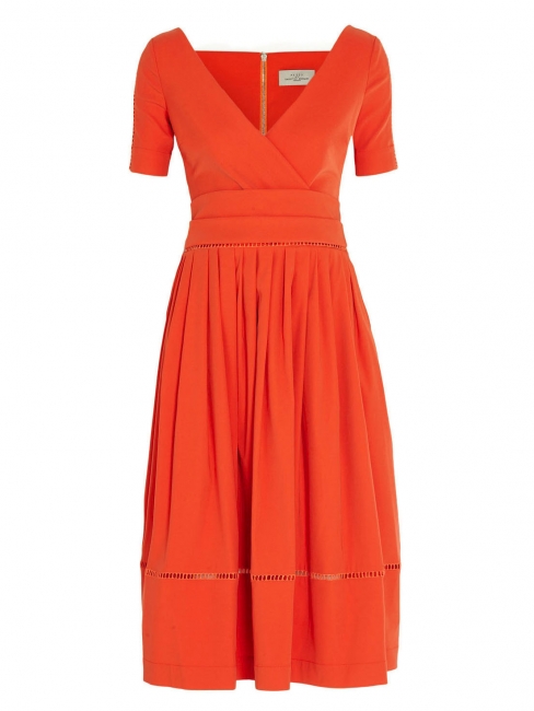 ROBIN Red orange stretch crepe cutout back dress Retail price €1150 Size 36