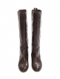 Bottes hauteur genoux plates en cuir marron brun Prix boutique 850€ Taille 39