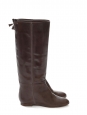 Dark braun leather knee high boots Retail price €850 Size 39