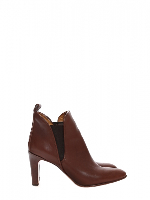PIPER dark brown leather heel ankle boots Retail price €640 Size 39.5