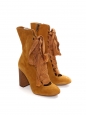 HARPER Tan brown suede leather wooden heel boots Retail price €910 Size 39