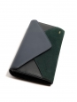 Portefeuille long à rabat en cuir vert noir et bleu nuit Px boutique 350€
