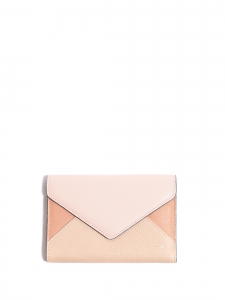 Pink and beige leather enveloppe continental wallet Retail price €350