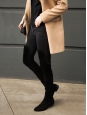 Black suede scallop cutout over-the-knee flat boots Retail price €1200 Size 40.5