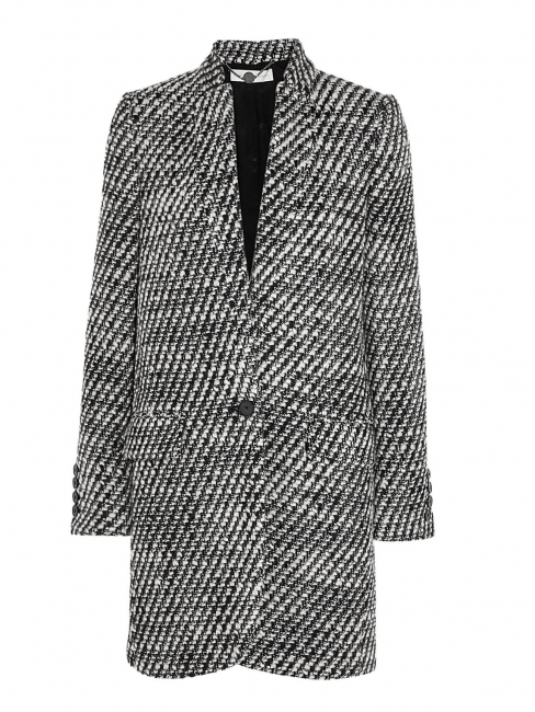 Manteau veste BRYCE en tweed de laine noir et blanc Px boutique $1220 Taille 40