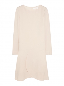 Powder pink crepe long sleeves dress with ruffle Retail price €900 Size 40