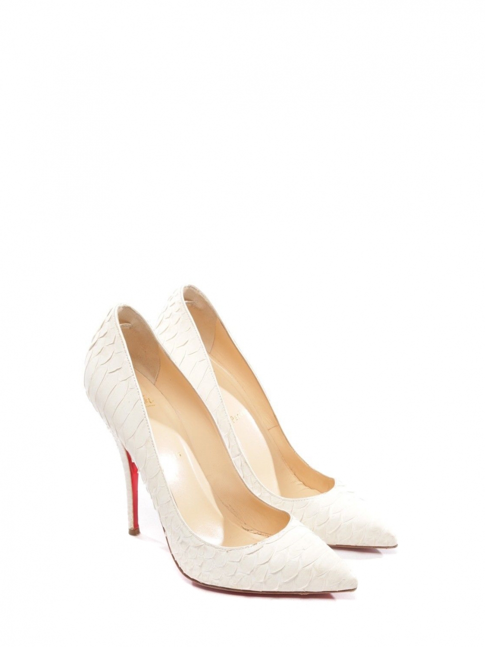 Boutique LOUBOUTIN PIGALLE White python leather heel pumps Retail price €995 Size