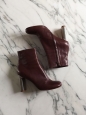 BAM BAM burgundy red leather ankle boots silver heel Retail price €730 Size 40.5