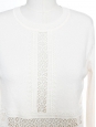 Ivory white merino wool sweater embroidered with eyelet crochet lace Retail price €850 Size S