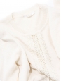 Pull en laine mérinos blanc ivoire brodé de dentelle crochet Prix boutique 850€ Taille S