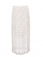 Black Strawberry print cream white pleated chiffon maxi skirt Retail price €295 Size 36
