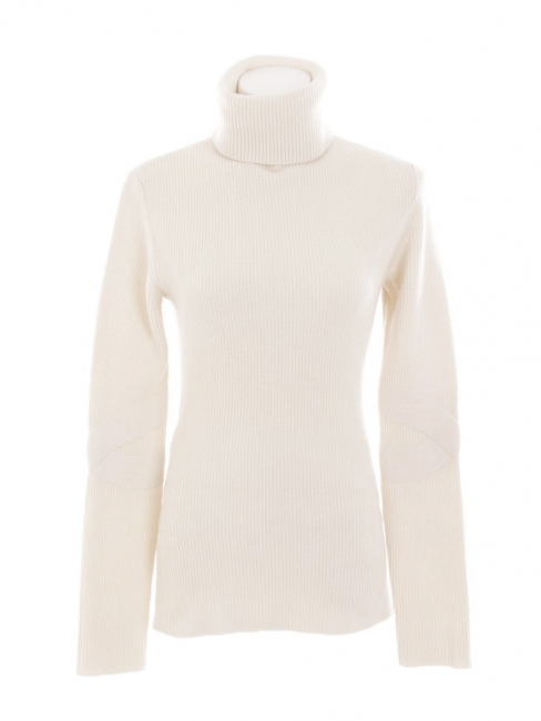 Cream white cashmere and wool turtle neck sweater Retail price €1200 Size 36