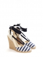 Sandales espadrilles compensées en toile blanche rayée bleu marine Prix boutique 450€ Taille 38,5