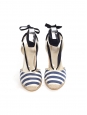 Sandales espadrilles compensées en toile blanche rayée bleu marine Prix boutique 450€ Taille 38,5