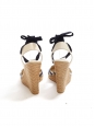 Ivory white and navy blue striped canvas espadrilles wedge sandals Retail price €450 Size 38.5