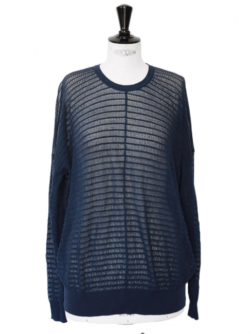 Navy blue cotton crepe oversize jumper Retail price €660 Size 36 to 38