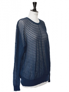 Navy blue cotton crepe oversize jumper Retail price €660 Size 36