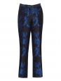 EATON Royal blue and black floral-brocade cropped trousers Retail price $774 Size 36