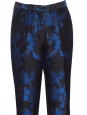Royal blue and black floral-brocade cropped trousers Retail price $774 Size 36