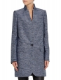 BRYCE boucle heather blue silk and cotton structured spring coat Retail price $1,585 Size 36