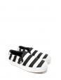 Black and white striped canvas and leather slippers sneakers Retail price $670 Size 39