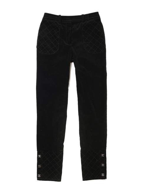 High waist slim fit black corduroy pants Retail price €1000 Size 36