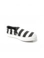 CELINE Baskets slippers en tissu rayé noir et blanc Prix boutique $670 Taille 39
