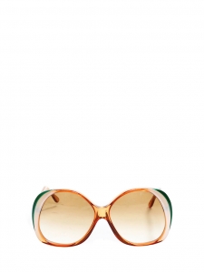 Orange brown, green and white oversized sunglasses Retail price €220