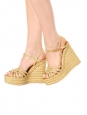 CANDY Beige espadrilles wedge sandals with ankle strap Retail price $895 Size 40