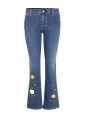 Flower embroidered frayed hem cropped flared blue jeans Retail price €510 Size M (28)