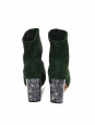 CARVEN Bottines en suede vert foncé à talon effet marbre gris noir Prix boutique 430€ Taille 36