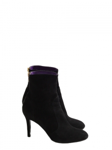 SERGIO ROSSI Black suede ankle boots with back gold zip Retail price €650 Size 38.5
