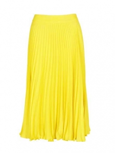 Jupe longue taille haute plissée en crêpe jaune vif Prix boutique 210€ Taille 40