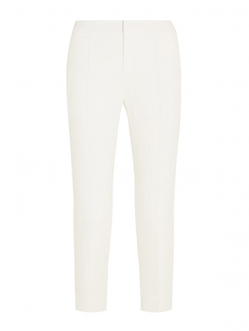 Ivory white crepe de chine slim fit tailored pants Retail price €480 Size 40
