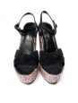 SAINT LAURENT CANDY Glitter and black suede leather platform wedge sandals Size 38