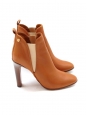 PIPER Tan leather heeled ankle boots Retail price €640 Size 36