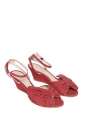 Sandales TERRY compensées à noeud en toile rouge cerise NEUVES Px boutique 500€ Taille 36