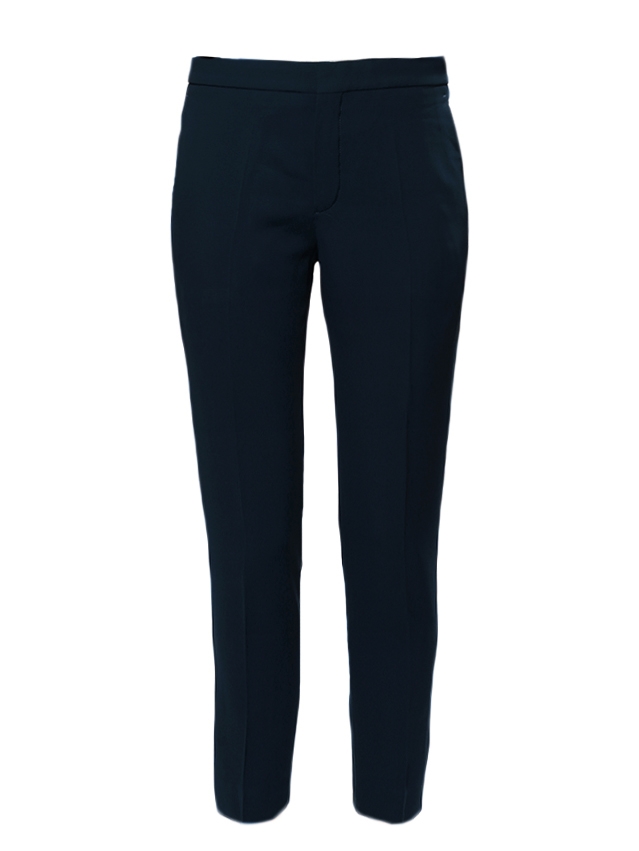 Louise Paris - CHLOE Navy blue crepe de chine slim fit tailored pants ...